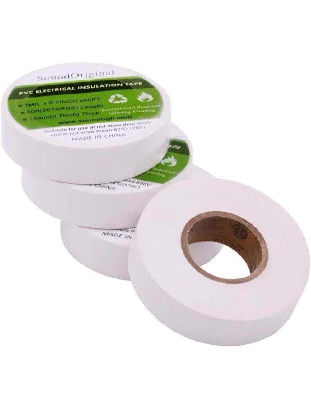 SoundOriginal White Electrical Tape PVC Insulation Flame Retardant Waterproof 4p